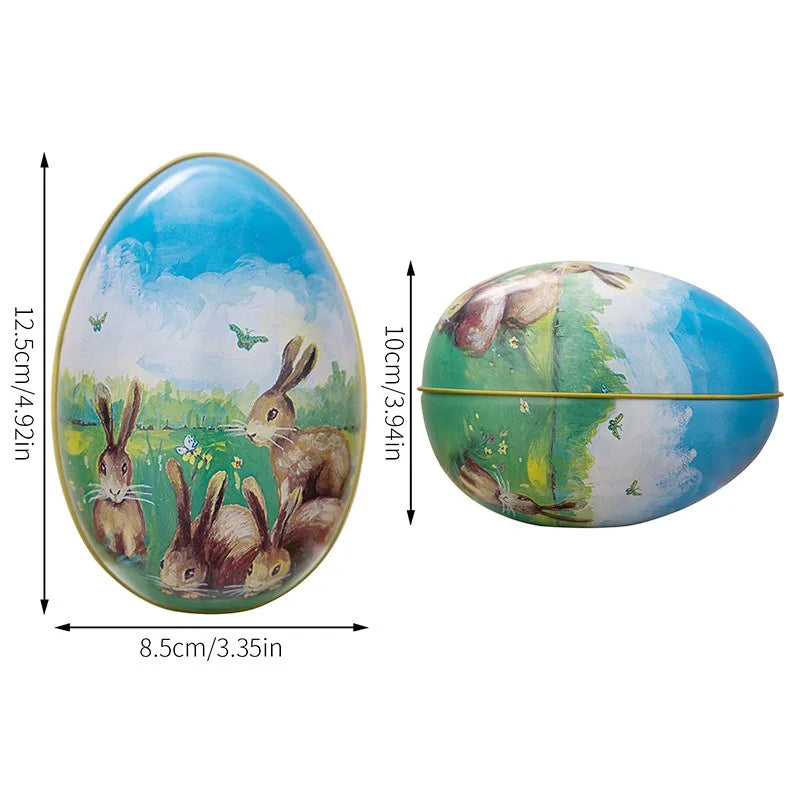 Metal Tin Easter Egg Candy Boxes Rabbit Chick Gift Box