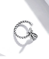 925 Sterling Silver Rose Dragonfly Ear Clips