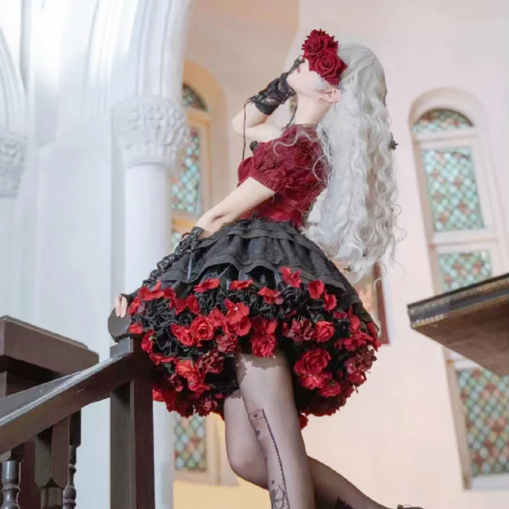 Handmade Flower Bomb Lolita Petticoat Skirt