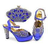 Peacock Peep-Toe Party Pumps Matching Bag and Shoes Set