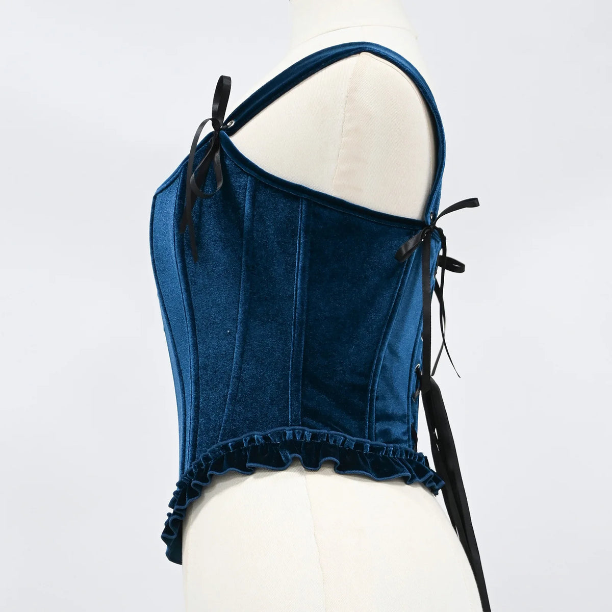 Delphine's Velvet Corset Over Bust Lace Up Boned Bodice 4 Colours