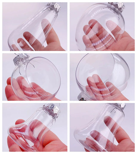 Six Shatterproof Transparent Christmas Decoration Bauble Ball Ornaments 80mm