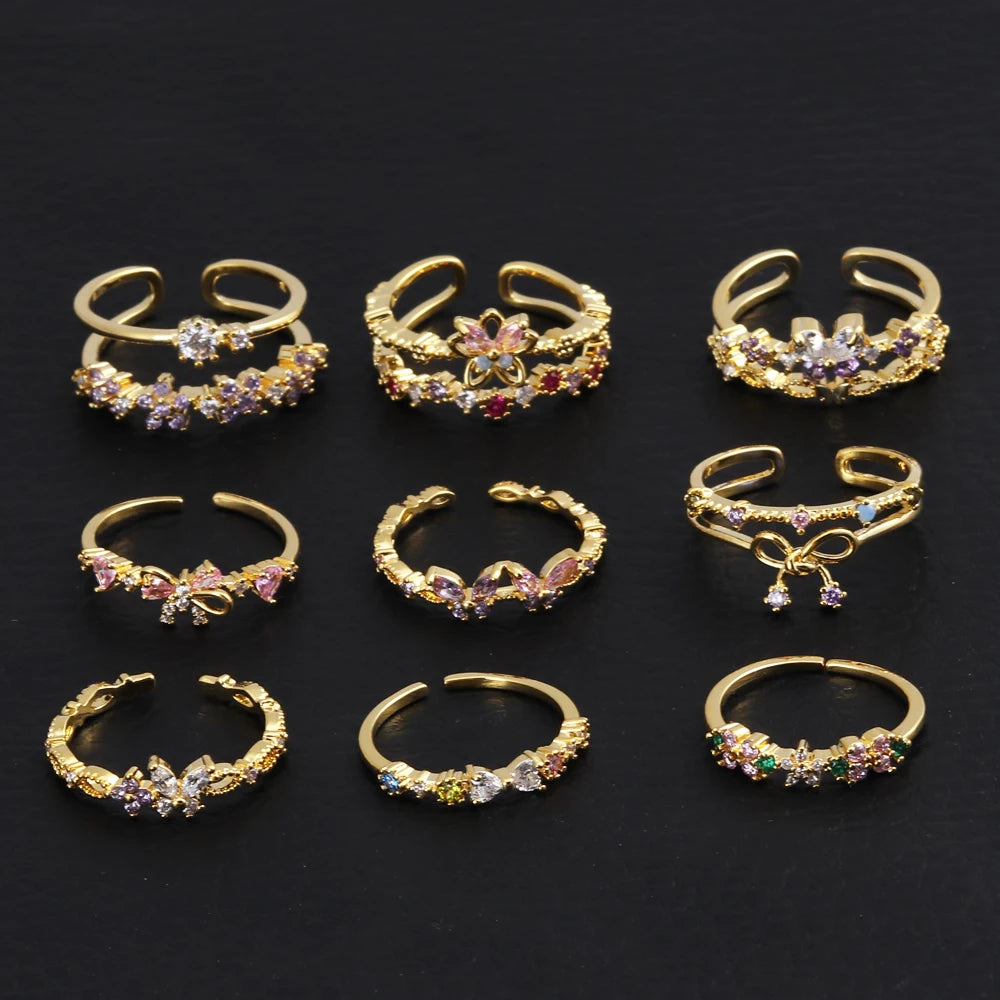 Sweet and Dainty Colourful Zircon Rings Gift Idea