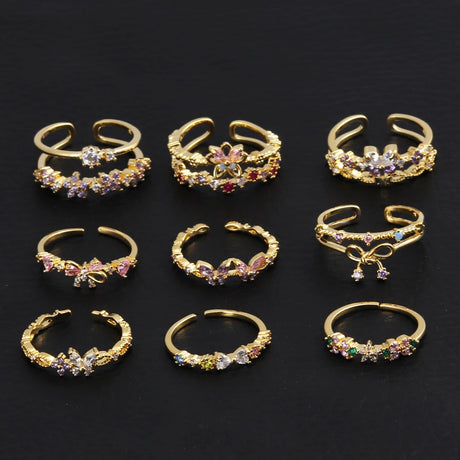 Sweet and Dainty Colourful Zircon Rings Gift Idea