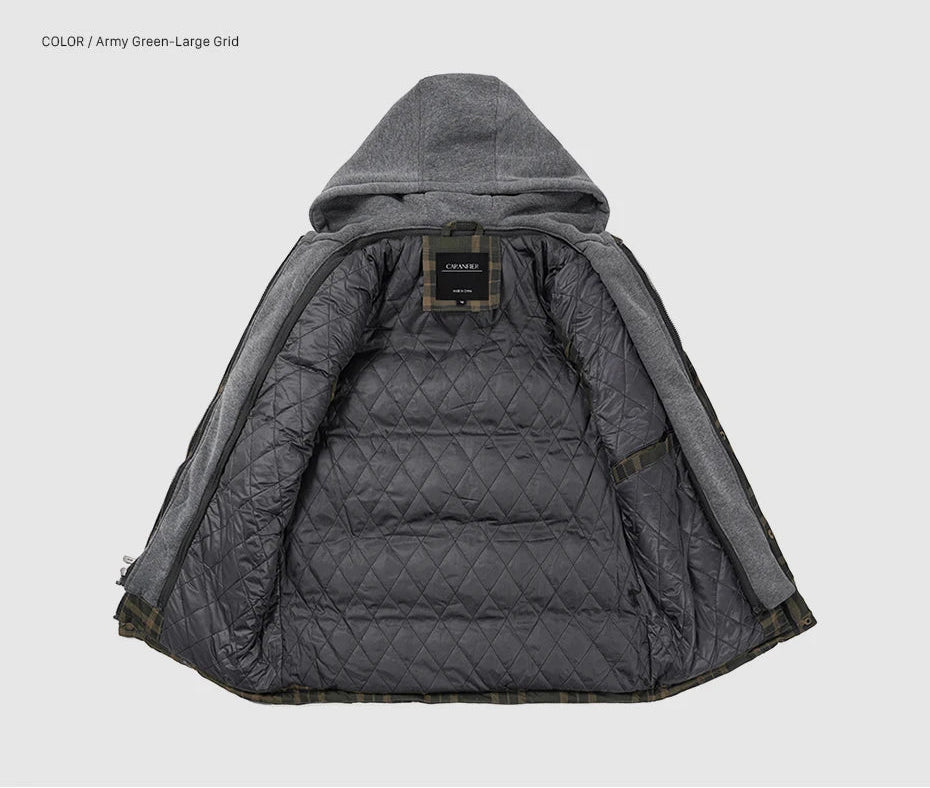 Woodsman Cotton Plaid Hooded Puffer Vest Jacket Thick Warm Winter Plaid Sleeveless Coat
