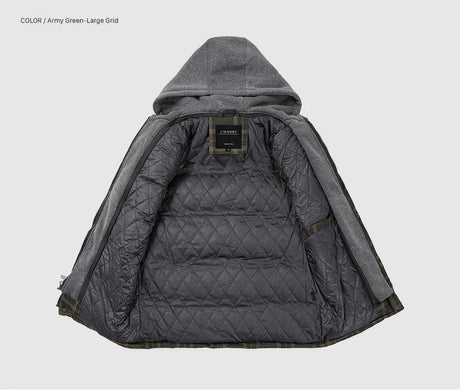Woodsman Cotton Plaid Hooded Puffer Vest Jacket Thick Warm Winter Plaid Sleeveless Coat