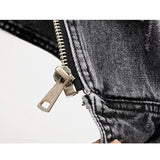 Black Denim Sleeveless Jacket Grunge Ripped Vest