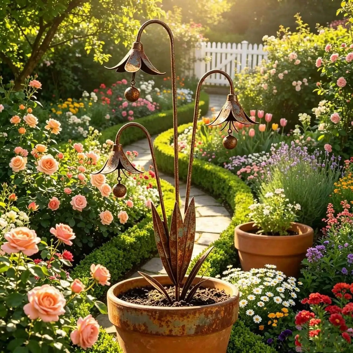 Rusty Iron Bluebell Garden Decorative Stake