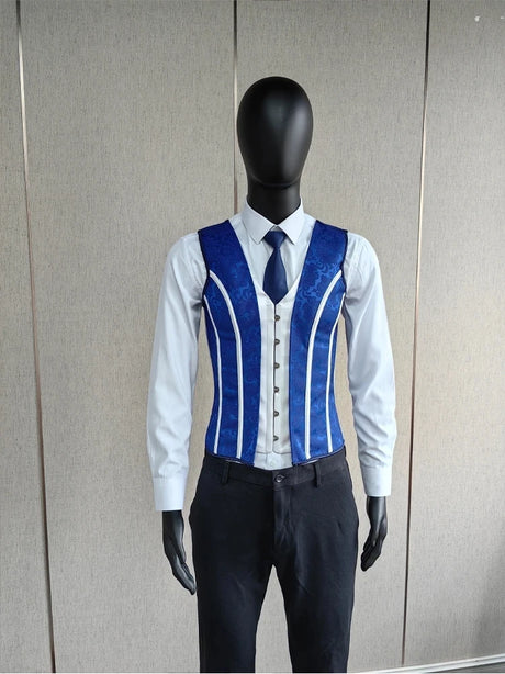 Vintage Circus Men's Boned Waistcoat Corset Vest Lace Up Burlesque Performance Stage Costume