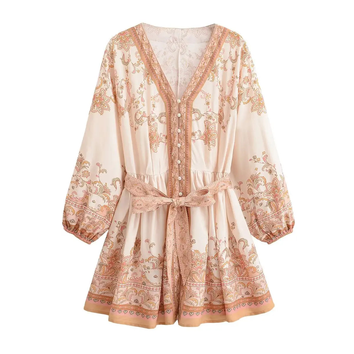Mekah's Button Up Floral Print Long Sleeve Shirt Mini Dresses