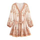 Mekah's Button Up Floral Print Long Sleeve Shirt Mini Dresses