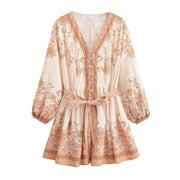 Mekah's Button Up Floral Print Long Sleeve Shirt Mini Dresses