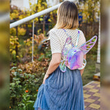 Mini Backpack Butterfly Wings Daypack Holographic Leather