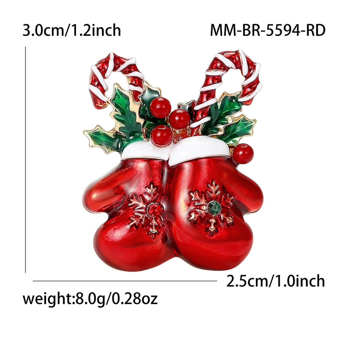 Red Enamel Christmas Mittens Brooches