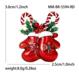 Red Enamel Christmas Mittens Brooches