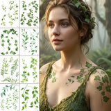 Forest Green Leaf Vine Temporary Tattoo Sticker Waterproof