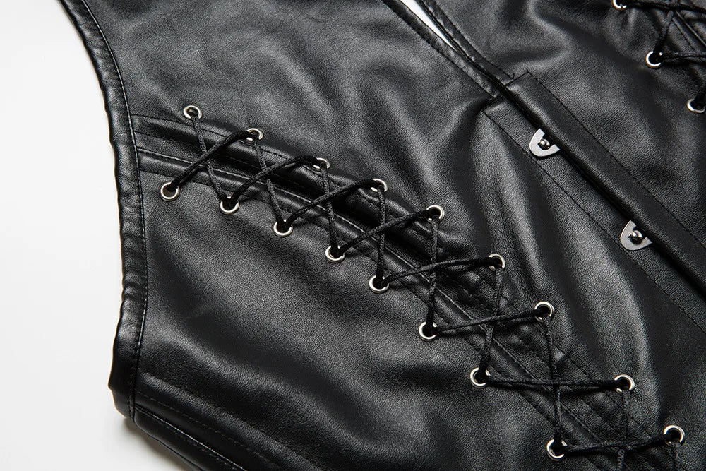 Vampira Draven's Lace-Up Steel Boned PU Corset
