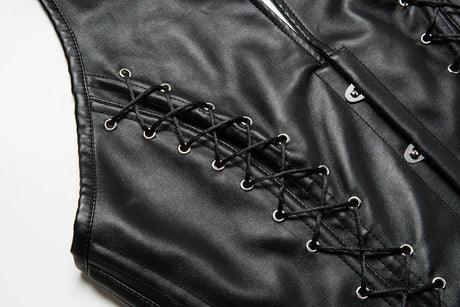Vampira Draven's Lace-Up Steel Boned PU Corset