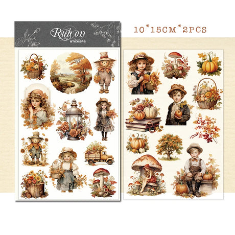 Vintage Christmas Snowman RUB ON Transfer Stickers Junk Journal Mushroom DIY Scrapbooking Craft