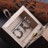 Chain Stainless Steel Huggie Hoop Earrings for Men with Wooden Box