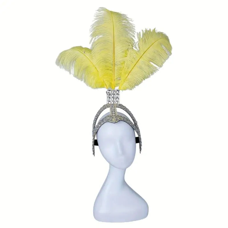 Rhinestone Feather Carnival Headpiece Stage Performances Mardi Gras Festival Wear