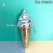 Hanging Disco Ice Cream Cone Mirror Ball Room Decor