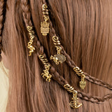6pcs/set Gold Hair Braid Rings Dreadlock Beads Cuff Clips