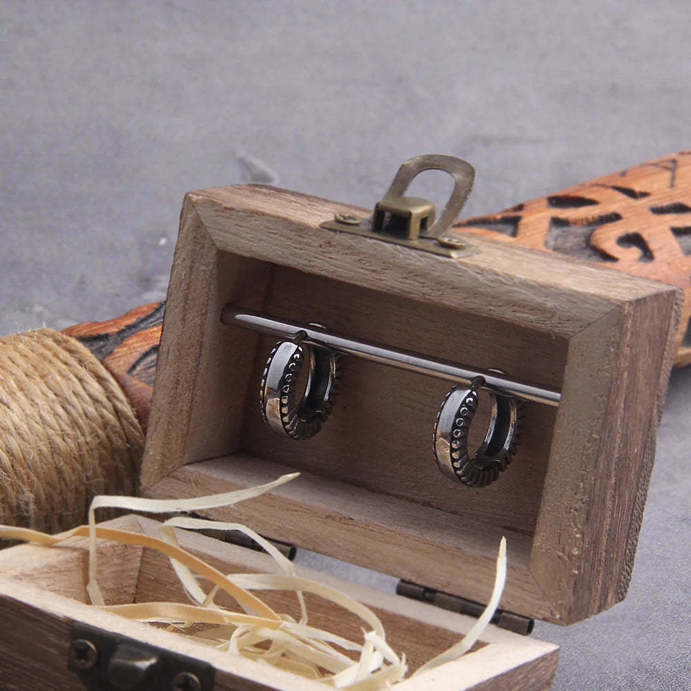 Loop Stainless Steel Huggie Hoop Earrings for Men with Wooden Box