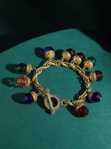 The Alchemist's Charms Multicolour Crystal Chain Bracelet 18K Gold Plated Adjustable