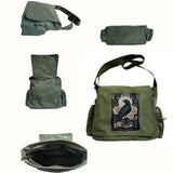 Raven Print Canvas Shoulder Bag Crossbody Messenger Bag