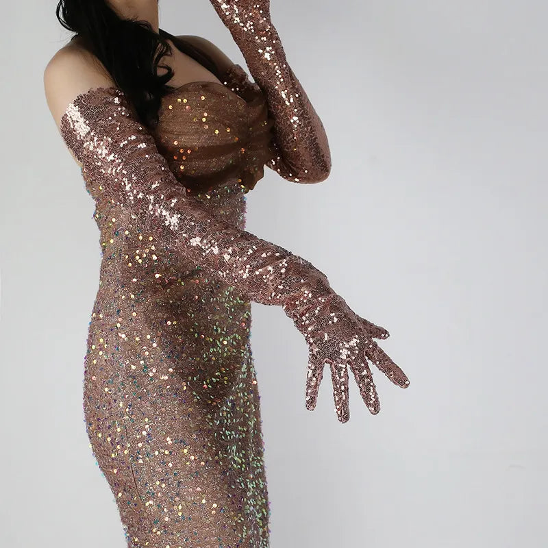 Glitter Gloves 70cm Long Gloves 26 Colours