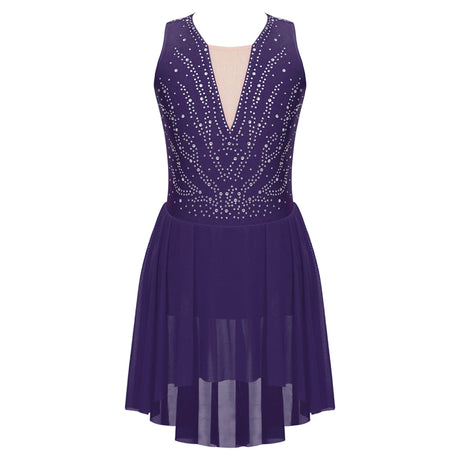 Girls Rhinestone Modern Contemporary Dance Ballet Dress Leotard Costume