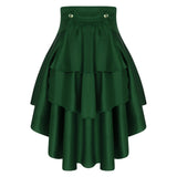 Gothic Steampunk Satiny Pirate Skirt Front Lace-up Tiered Irregular Hem Skirt Waist Belt Medieval Costume