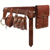 5Pcs/Set Medieval Faux Leather Belt Waist Bag Renaissance Steampunk Cosplay Accessories Set ﻿