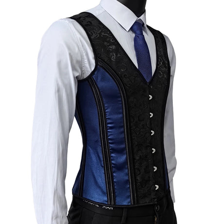 Men's Formal Boned Waistcoat Corset Vest Lace Up Burlesque Performance Stage Costume
