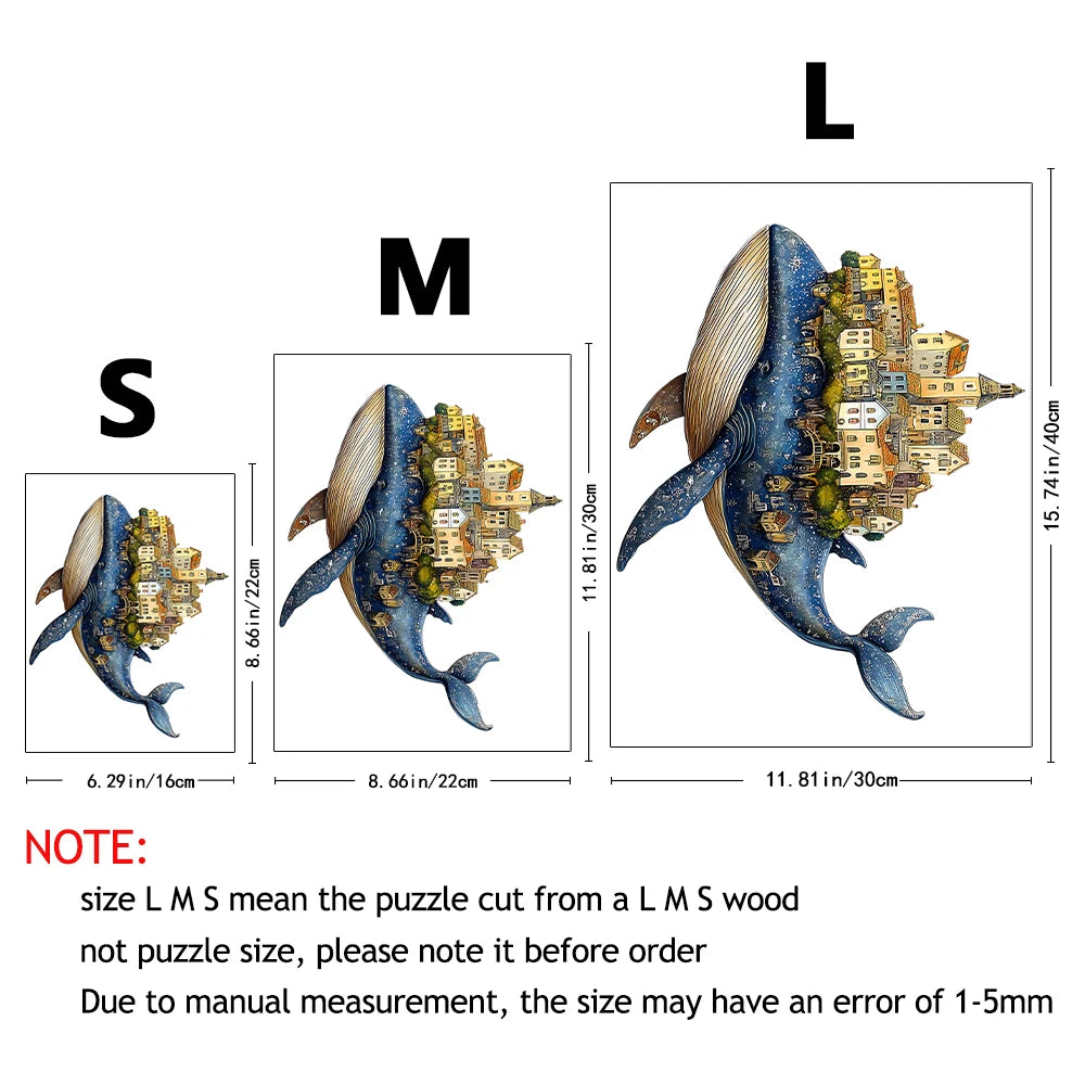 Whale Castle Unique Shape Wooden Jigsaw Puzzles