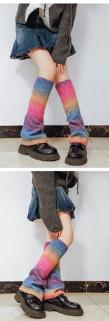Gradient Japanese Boot Cuffs Knitted Wool Over Knee Leg Warmers