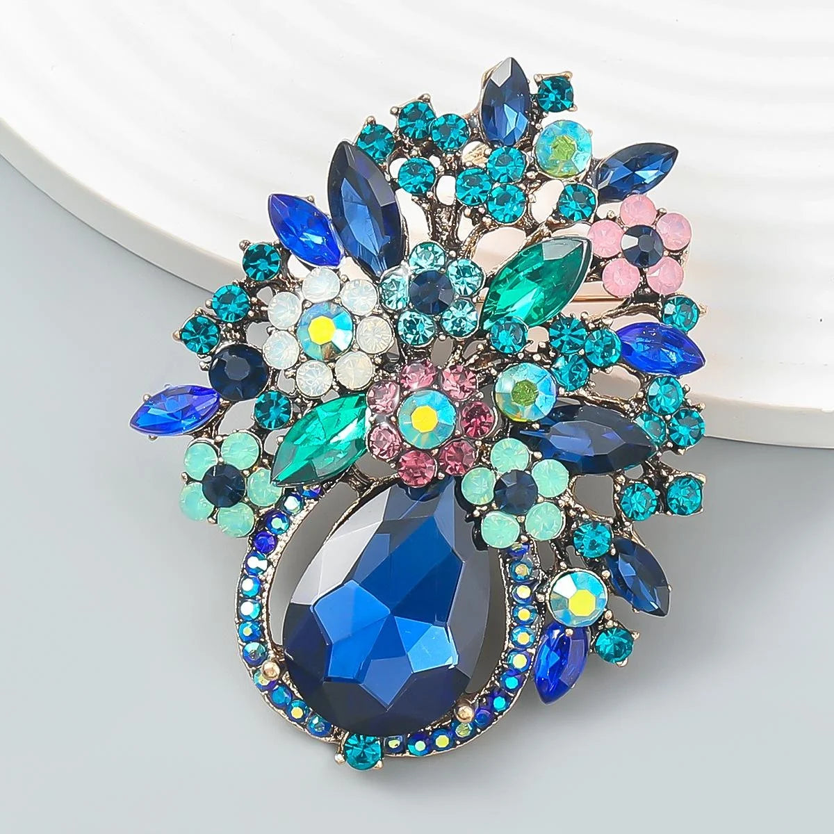 Blue Posey Brooch