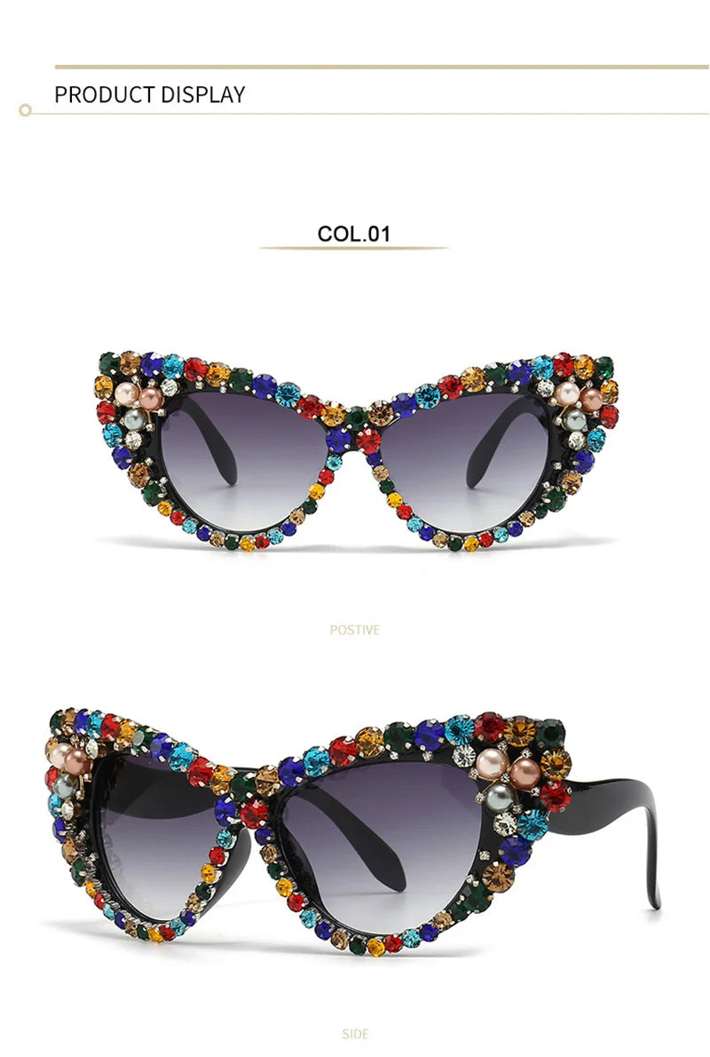 Katy's Crystal Rhinestone Cat Eye Sunglasses Funglasses UV400