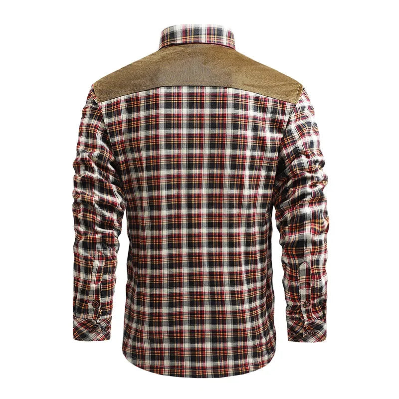 Woodsman Cotton Plaid Jacket Warm Winter Corduroy Patchwork Shirts Fleece Lined