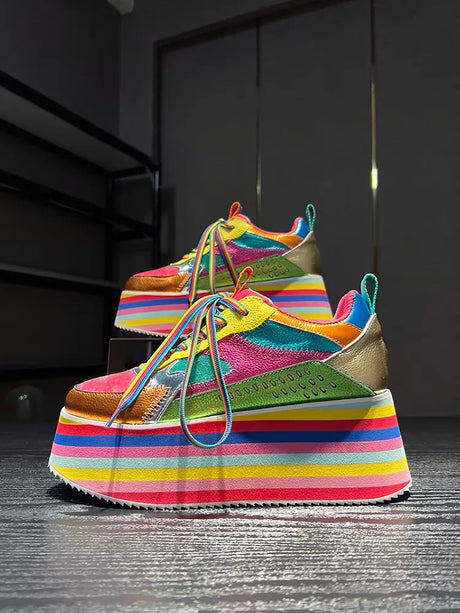 Rosie's Rainbow Sneakers Chunky Platform Shoes