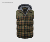Woodsman Cotton Plaid Hooded Puffer Vest Jacket Thick Warm Winter Plaid Sleeveless Coat