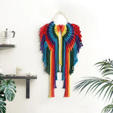 Rainbow Macrame Wings Colourful Angel Handwoven Tapestry Wall Hanging for Home Decor