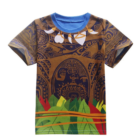 Maui Kids Cosplay 2Pcs Print Moana Boys Swimsuits Top and Shorts Children's Swimwear Book Week Costumes