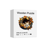 Woodland Cats Unique Shape Wooden Jigsaw Puzzles