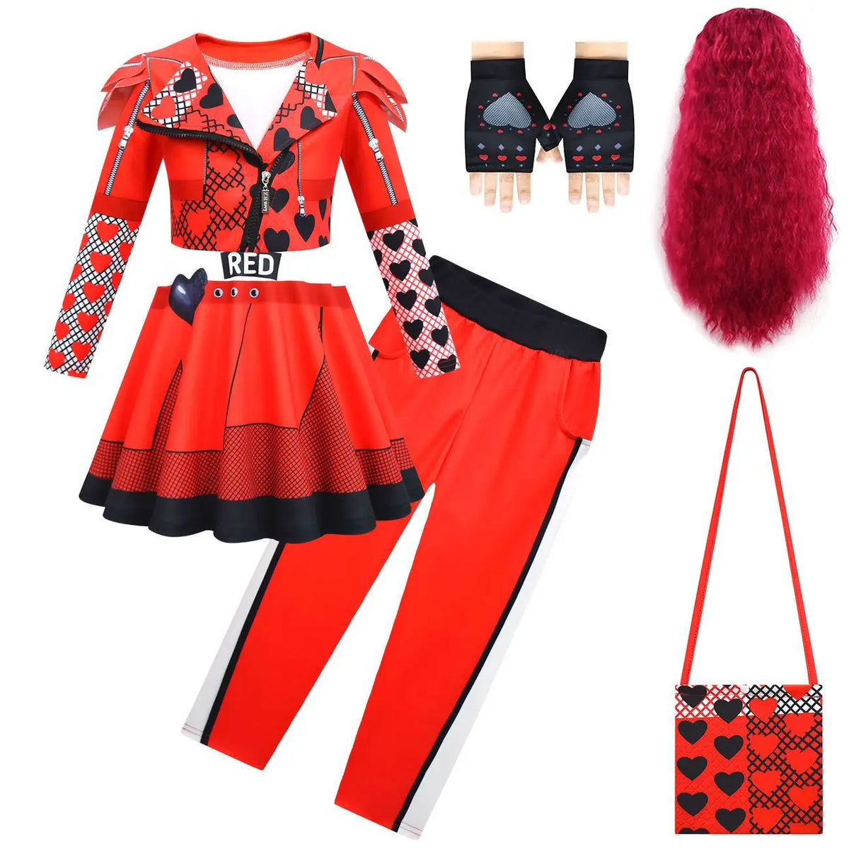 Descendants Red Costumes Girl Halloween Costumes The Rise of Red Cosplay Dress  3-12Y