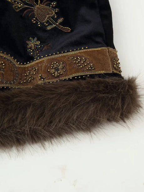 Dharma's Bead Stitched Vest Faux Fur Lined Vest