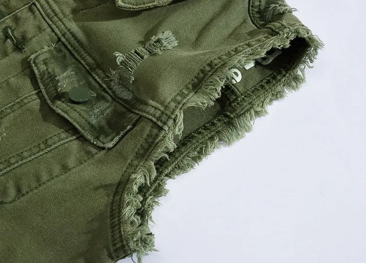 Woodsman Ripped Denim Vests Jackets