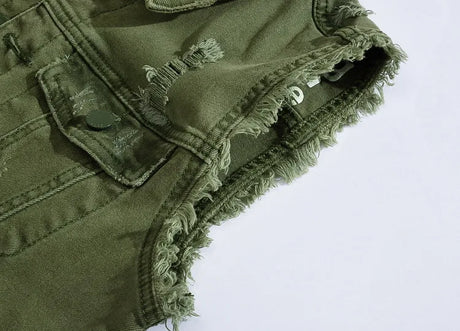 Woodsman Ripped Denim Vests Jackets
