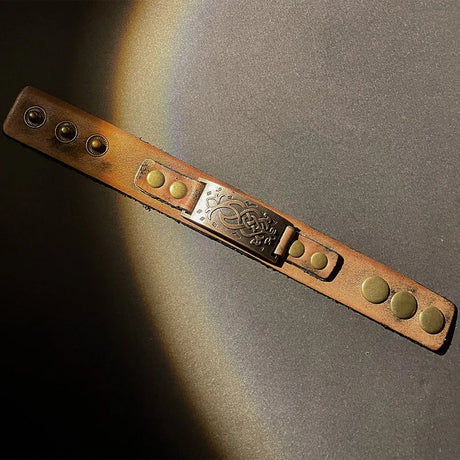 Genuine Leather Buckled Wristband Bracelet For Men Handmade Adjustable Wrist Cuff